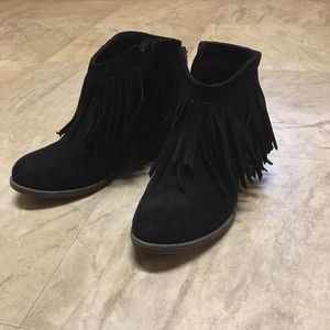 Black Fringe Ankle Boots